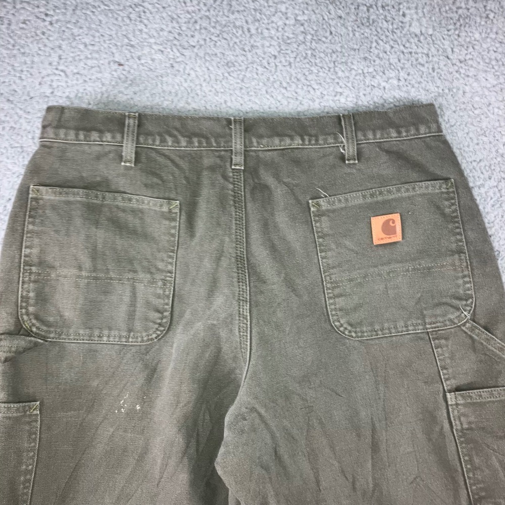 Carhartt B111 MOS Dungaree Men 38x30 Flannel Lined Green Duck Canvas Fit 36x29